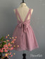 Backless Dusty Rose Homecoming Dresses Chiffon Short Bridesmaid Dress ARD1483