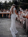 Backless Lace Boho Mermaid Wedding Dresses Cap Sleeve Bohemian Bridal Gown AWD1410-SheerGirl