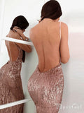 Backless V Neck Sequin Mermaid Prom Dresses Long Sexy Prom Dress ARD1853-SheerGirl