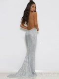 Backless V Neck Sequin Mermaid Prom Dresses Long Sexy Prom Dress ARD1853-SheerGirl