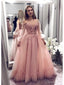 Ball Gown Blush Pink Lace Prom Dresses With Long Sleeves ARD2116