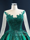 Ball Gown Sequins Sparkly Long Sleeves Quinceanera Dresses with Corset Back ARD2641-SheerGirl