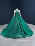 Ball Gown Sequins Sparkly Long Sleeves Quinceanera Dresses with Corset Back ARD2641-SheerGirl