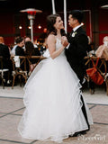 Ball Gown Wedding Dresses White Organza Spaghetti Strap Bridal Dress AWD1306-SheerGirl