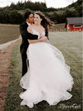 Ball Gown Wedding Dresses White Organza Spaghetti Strap Bridal Dress AWD1306-SheerGirl