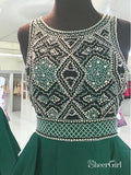 Beaded Dark Green Short A Line Homecoming Dresses Backless Hoco Dress ARD1084-SheerGirl