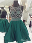 Beaded Dark Green Short A Line Homecoming Dresses Backless Hoco Dress ARD1084