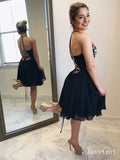 Black Floral Homecoming Dresses V Neck Cheap Embroidered Short Prom Dresses ARD1351-SheerGirl