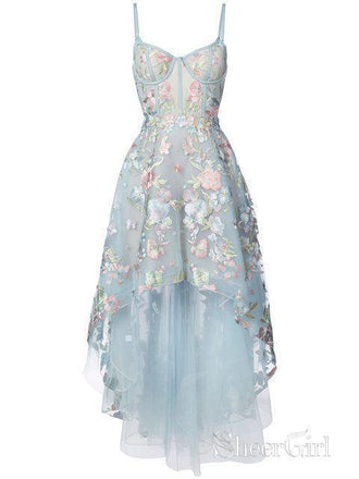 Spaghetti Strap Black Prom Dresses Floral Formal Dress ARD2193 – SheerGirl