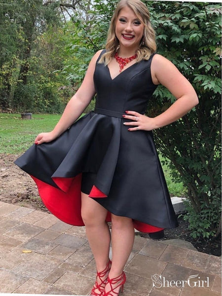 Black High Low Prom Dresses Simple Plus Size Homecoming Dress SheerGirl