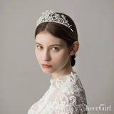 Blooming Crystal Snow Tiaras with Pearls ACC1140-SheerGirl