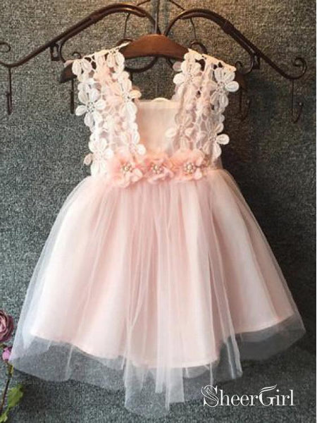 Vestidos de niña de flores para niños pequeños de encaje lindo rosa rubor  para niños – SheerGirl