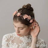 Blush Pink Floral Headband with Crystals ACC1114-SheerGirl