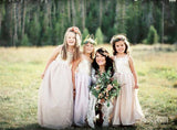 Blush Pink Flower Girl Dresses with Sash Gold Top Dresses for Kids ARD1283-SheerGirl