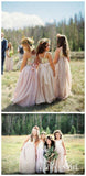 Blush Pink Flower Girl Dresses with Sash Gold Top Dresses for Kids ARD1283-SheerGirl