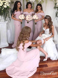 Blush Pink Off the Shoulder Mermaid Bridesmaid Dresses with Side Slit ARD1847-SheerGirl