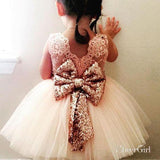 Blush Pink Toddler Flower Girl Dresses with Sparkly Bow ARD1761-SheerGirl