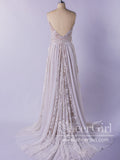 Bridal Gowns with Spaghetti Straps Lace Up Back Bohemian Wedding Dresses AWD1719-SheerGirl