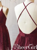 Burgunday Deep V-neck Homecomig Dresses Short Prom Dress ARD2376-SheerGirl