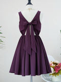 Burgundy Homecoming Dresses Knee Length Plum Short Bridesmaid Dress ARD1480-SheerGirl