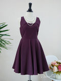 Burgundy Homecoming Dresses Knee Length Plum Short Bridesmaid Dress ARD1480-SheerGirl