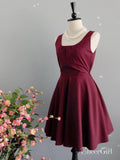 Burgundy Homecoming Dresses Knee Length Plum Short Bridesmaid Dress ARD1480-SheerGirl