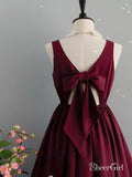 Burgundy Homecoming Dresses Knee Length Plum Short Bridesmaid Dress ARD1480-SheerGirl