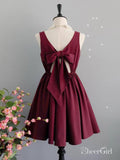 Burgundy Homecoming Dresses Knee Length Plum Short Bridesmaid Dress ARD1480-SheerGirl