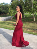 Burgundy Mermaid Prom Dresses Beaded Backless Cheap Maroon Prom Dresses APD3484-SheerGirl