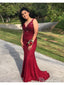 Burgundy Mermaid Prom Dresses Beaded Backless Cheap Maroon Prom Dresses APD3484