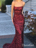 Burgundy Mermaid Prom Dresses Sexy Backless Long Maroon Formal Dresses APD3276-SheerGirl