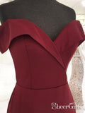 Burgundy Mermaid Prom Dresses,Simple Cheap Long Formal Dresses APD3158-SheerGirl