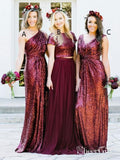 Burgundy Sequins Bridesmaid Dresses Long Mismatched Bridesmaid Dresses APD3160-SheerGirl