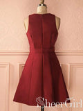 Burgundy Short Homecoming Dresses V-neck Chic Graduation Dress ARD1541-SheerGirl