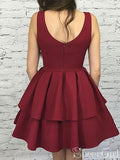 Burgundy V-neck Homecoming Dress Tiered Skirt Graduation Dresses ARD2402-SheerGirl