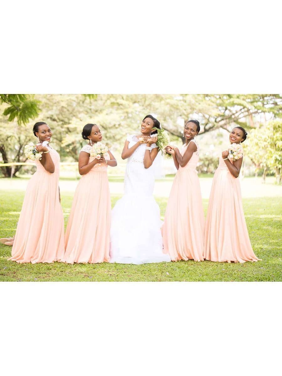 Soft peach bridesmaid shops dresses