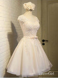 Cap Sleeves Pink Homecoming Dresses Lace Organza Cheap Cute Homecoming Dresses ARD1212-SheerGirl