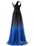 Celebrity Style Ombre Formal Dresses Evening Gowns V Neck Prom Dresses ARD1410-SheerGirl