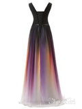 Celebrity Style Ombre Formal Dresses Evening Gowns V Neck Prom Dresses ARD1410-SheerGirl