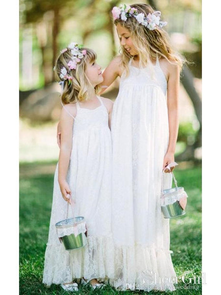 Cute Halter Lace Flower Girl Dresses for Beach Wedding GL1085 – Viniodress