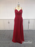 Cheap Chiffon Burgundy Mismatched Bridesmaid Dresses Maxi Dress ARD1829-SheerGirl