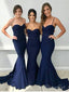 Cheap Navy Blue Mermaid Bridesmaid Dresses Long Sweetheart Formal Dress ARD2082