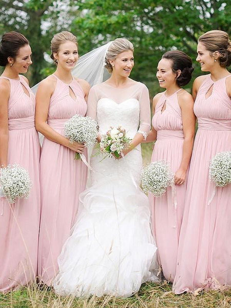 Modest blush bridesmaid dresses hotsell