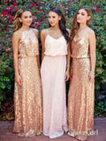 Cheap Pink Lace Sparkly Sequin Gold Mismatched Bridesmaid Dresses PB10102-SheerGirl