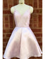 Cheap Spaghetti Strap Satin Light Pink Simple Homecoming Dresses ARD1740