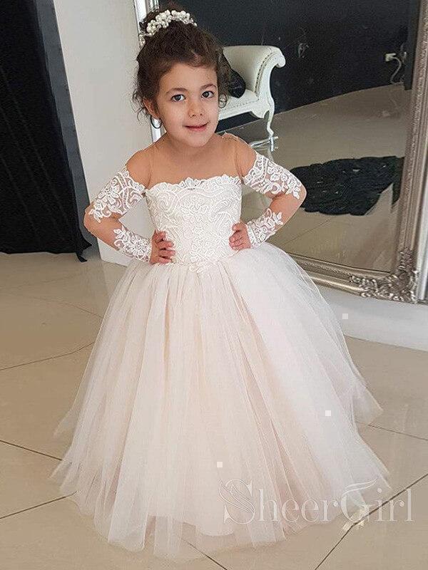 Cap Sleeves Beaded White Organza Flower Girl Dress With Lace ,Cheap Fl –  mybestbridal