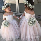 Cheap Tulle Sleeveless Light Pink Princess Ball Gown Flower Girl Dresses ARD1476-SheerGirl