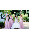 Chiffon Long Maxi Cheap Lilac Mismatched Bridesmaid Dresses with Sleeves APD3498-SheerGirl