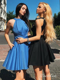 Cornflower Blue Mini Simple Homecoming Dresses Open Back Little Black Dress ARD1683-SheerGirl