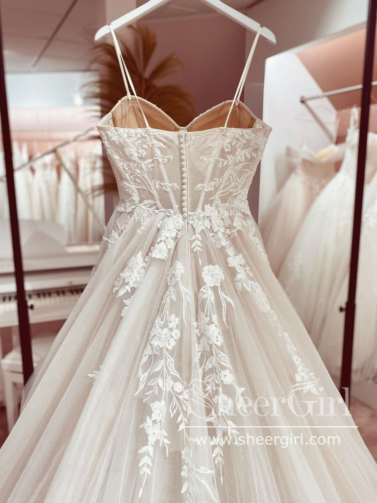 Formal A Line Wedding Dress With Bustier Top Dropped Straps With Bows  Fashion-forward High-end Bridal Gown Simple and Elegant ANGELINA 